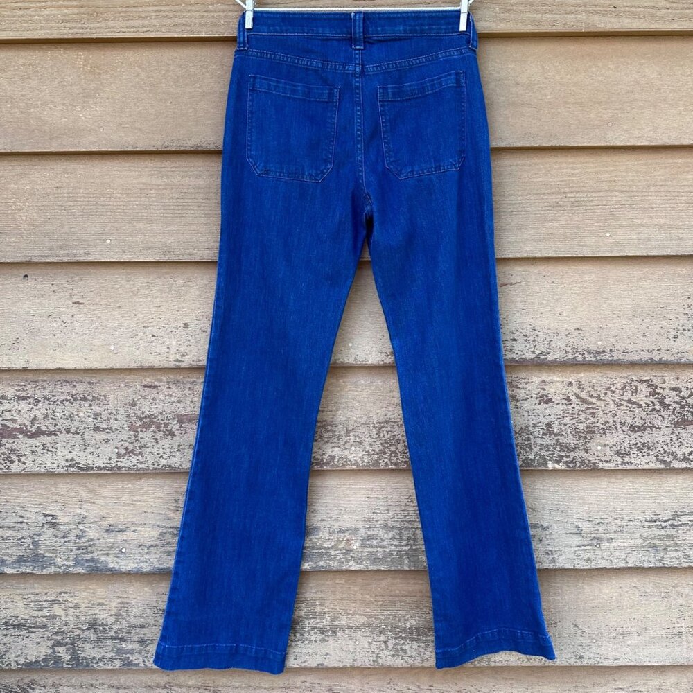 GAP Womens Wide-Leg Dark Indigo Denim Pants Size 27 High-Rise Button Detail Cott - Picture 4 of 13